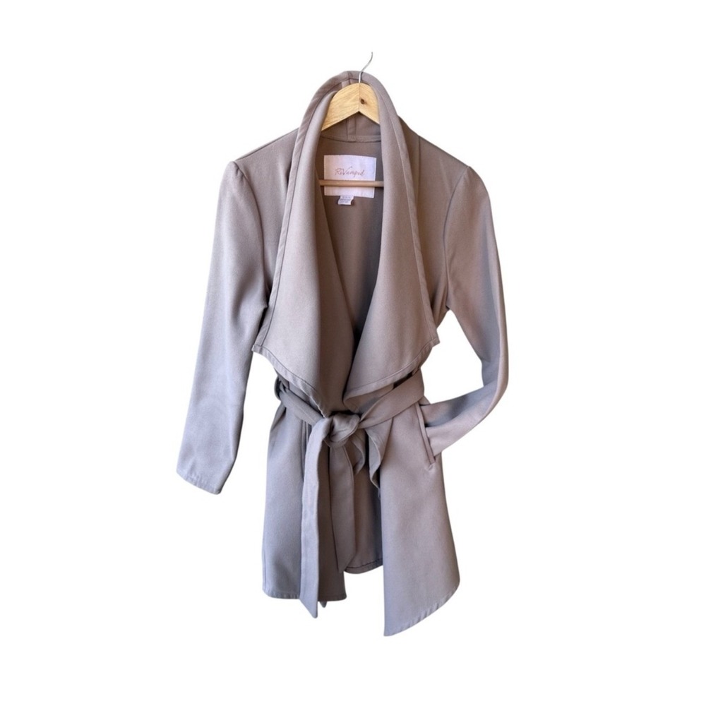 ReVamped Trench Coat Outerwear Drape Front Belted Jacket Preppy Size Medium